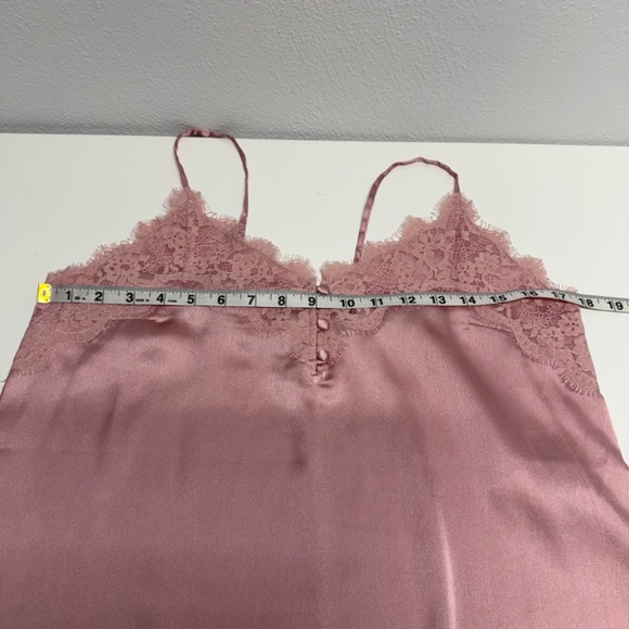 Abercrombie & Fitch Y2K Babydoll Lace Trim Satin Cami V-Neck Tank Pink Size M - Picture 4 of 8